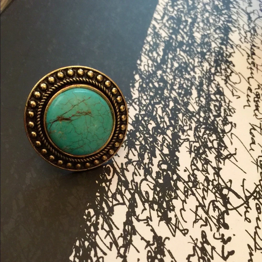 Vintage Turquoise Large Statement Adjustable Ring